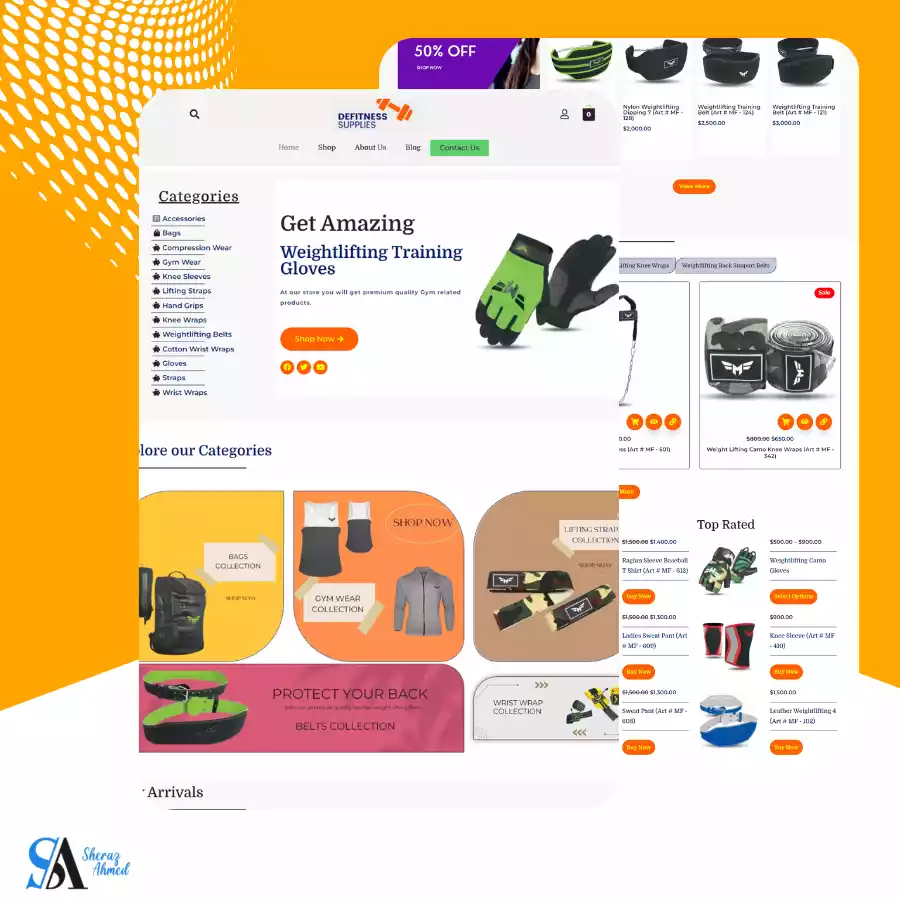 Defitness Supply an e commerce store designed by Sheraz Ahmed WordPress website designer